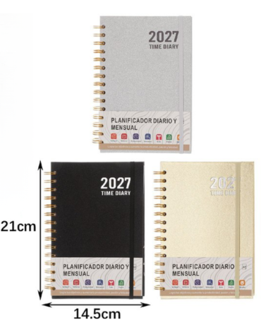 Agenda 2027 A5 Colores Surtidos x 6 Unds. Medida: 21 x 14.5 cm aprox.