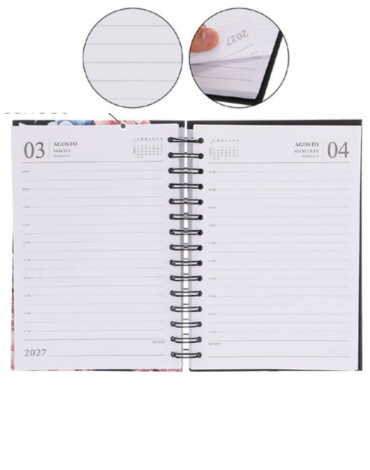 Agenda Lisa 2027 A5 Colores Surtidos x 6 Unds. Medida: 21 x 14.5 cm aprox.