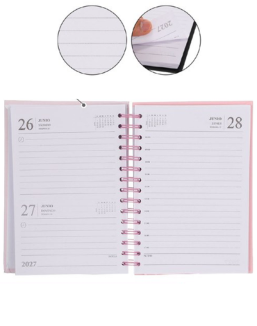 Agenda de Flores 2027 A6 Colores Surtidos x 6 Unds. Medida: 15.5 x 10.5 cm aprox.