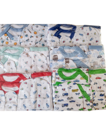 5 Set Ajuar Algodón Bebés (1 Set Trae: Body, Camiseta,Panty, Gorro, Mitones) Talla: 0 a 3 Meses