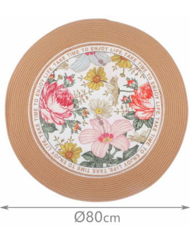 Alfombra Circular Diseño Flores x 4 Unds. Medida: 80 cm aprox.