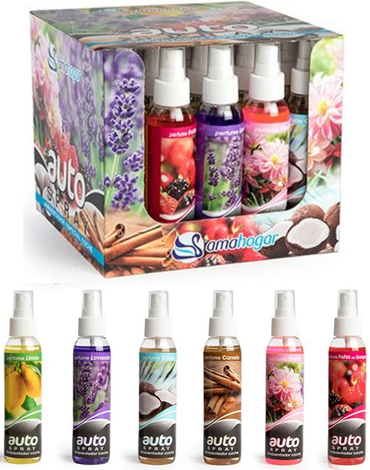 Aromatizante de Auto en Spray Surtidos x 25 Unds. Medida: 120 ml aprox.