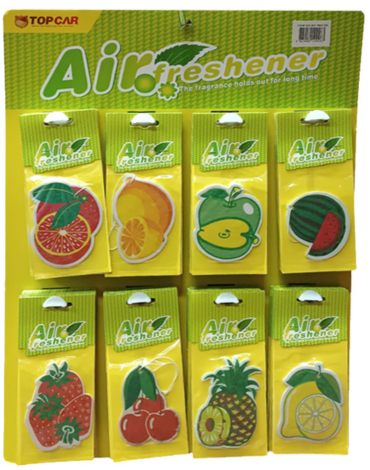 Aromatizantes de Auto Frutas Aromas Surtidos x 80 Unds.