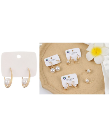 Aros con Perlas de Fantasía Modelos Surtidos x 12 Pares.