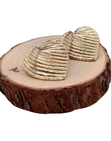 Aros Corazones de Acero Inoxidable Color Dorado x 12 Pares.