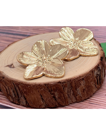 Aros Flores de Acero Inoxidable Color Dorado x 12 Pares.