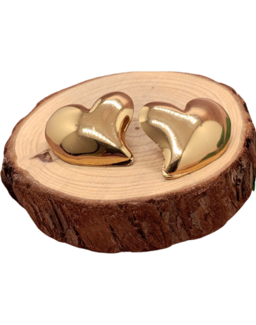 Aros Corazones de Acero Inoxidable Color Dorado x 12 Pares.