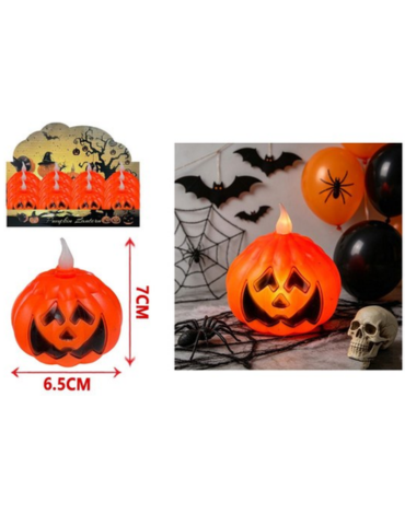 Adorno Calabaza con Luz x 12 Unds. Medida: 7 x 6.5 cm aprox.