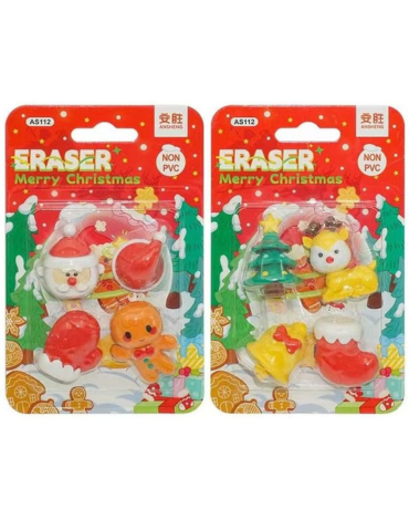 12 Set Goma de Borrar de Navidad (1 Set Trae 4 PCS)
