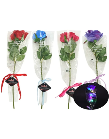 Rosas con Luz Colores Surtidos x 6 Unds. Medida: 40 cm aprox.