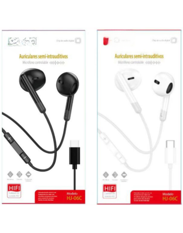 Audífonos Semi - Intrauditivos con Cable Tipo C x 6 Unds.