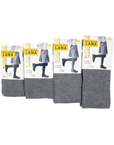 Panty Escolar Lana Color Gris x 12 Unds. Talla: 7 - 8