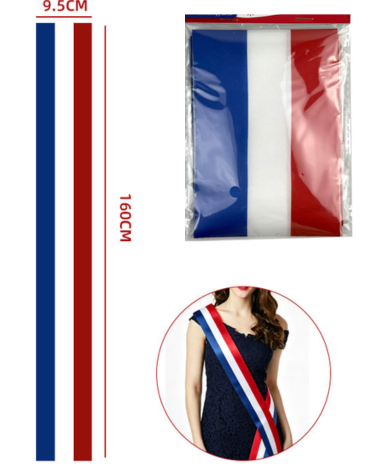 Banda Tricolor Fiestas Patrias x 36 Unds. Medida: 9.5 x 160 cm aprox.