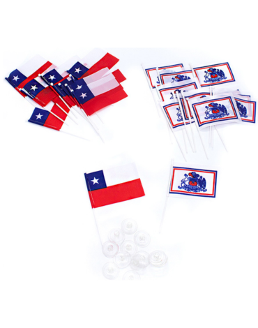 Mini Bandera de Chile - Escudo con Ventosa x 36 Unds. Medida: 6 x 9 cm aprox.