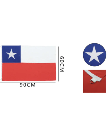 Bandera de Chile x 4 Unds. Medida: 90 x 60 cm aprox.