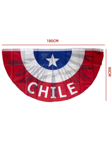 Abanico Bandera de Chile x 12 Unds. Medida: 90 x 180 cm aprox.