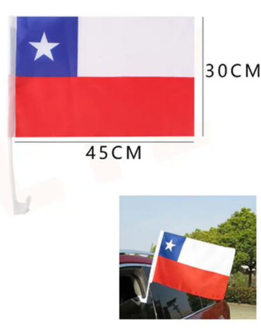 Bandera de Chile para Auto x 12 Unds. Medida: 45 x 30 cm aprox.