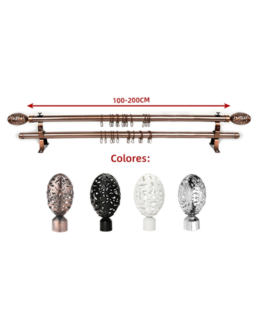 Barra de Cortina Doble Extensible de Metal x 6 Unds. Medidas: 100 - 200 cm aprox.