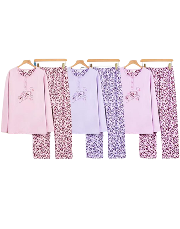 Pijama de Polar Diseño Corazón Colores Surtidos x 12 Unds.Talla: S a XL