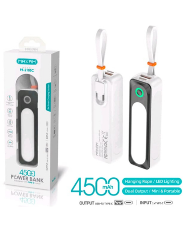 Bateria Portatil 2A - 4500 mAh con Cable Tipo C x 3 Unds.