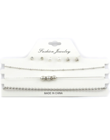 24 Set de Choker y Aros (1 Set Trae 3 Gargantillas - 3 Pares de Aros)
