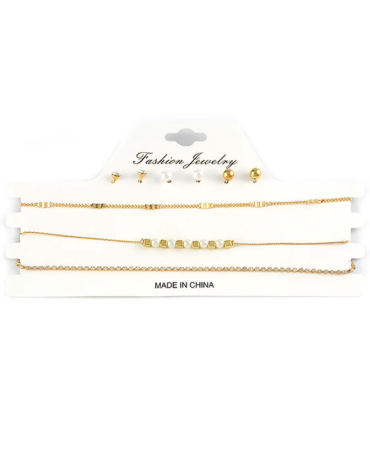 24 Set de Choker y Aros (1 Set Trae 3 Gargantillas - 3 Pares de Aros)