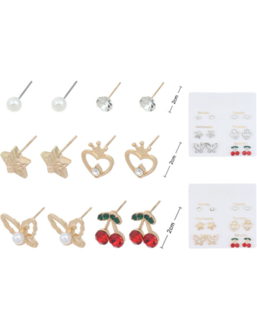 12 Set de Aros de Fantasía Modelos Surtidos  (1 Set Trae 6 Pares)