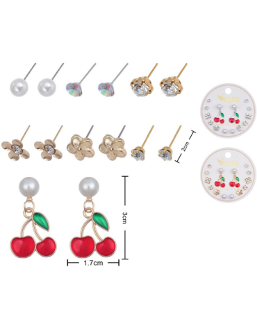 12 Set de Aros de Fantasía Modelos Surtidos  (1 Set Trae 7 Pares)