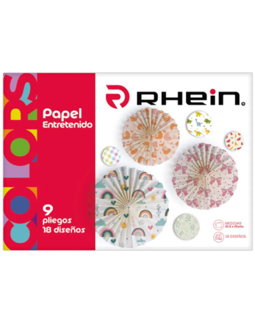 Carpeta Con Papel Entretenido 18 Diseños 9 Pliegos Rhein x 6 Unds.