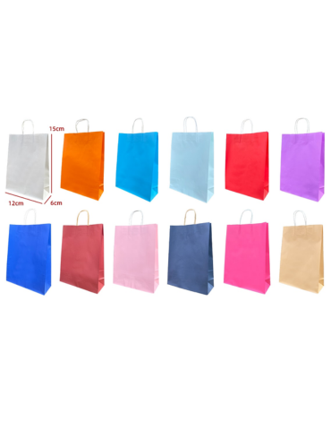 Bolsa de Regalo Color Liso x 60 Unds. Medidas: 12 x 6 x 15 cm aprox.