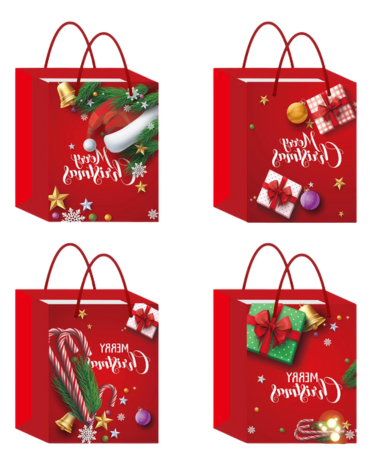 Bolsa de Regalo Navideña x 12 Unds. Medidas: 14 x 6.5 x 11 cm aprox.