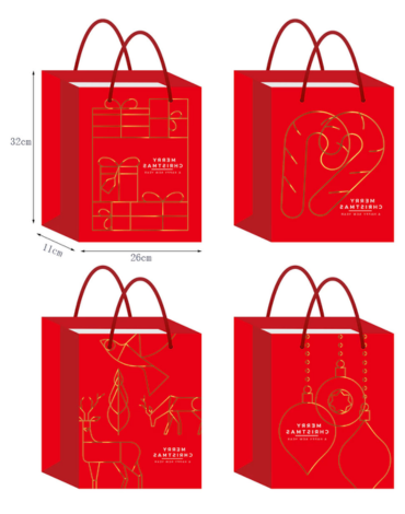 Bolsa de Regalo Navideña x 12 Unds. Medidas: 32 x 11 x 26 cm aprox.