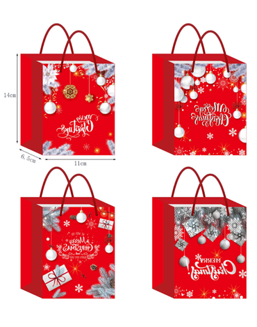 Bolsa de Regalo Navideña x 12 Unds. Medidas: 14 x 6.5 x 11 cm aprox.