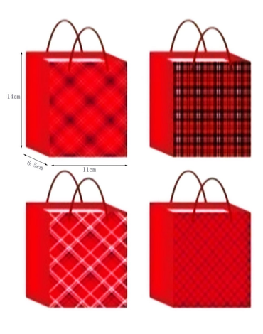 Bolsa de Regalo Navideña x 12 Unds. Medidas: 14 x 6.5 x 11 cm aprox.