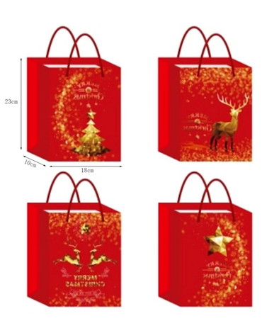 Bolsa de Regalo Navideña x 12 Unds. Medidas: 23 x 10 x 18 cm aprox.