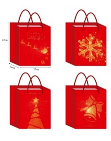 Bolsa de Regalo Navideña x 12 Unds. Medidas: 32 x 11 x 26 cm aprox.