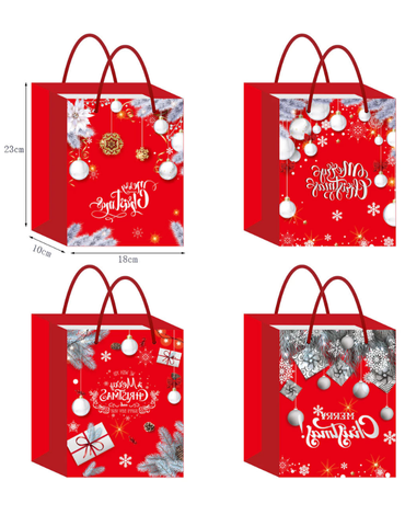 Bolsa de Regalo Navideña x 12 Unds. Medidas: 23 x 10 x 18 cm aprox.