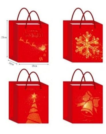 Bolsa de Regalo Navideña x 12 Unds. Medidas: 23 x 10 x 18 cm aprox.