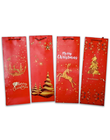 Bolsa de Regalo Navideña x 12 Unds. Medidas: 12.5 x 8.5 x 36 cm aprox.