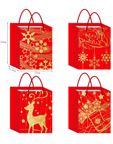 Bolsa de Regalo Navideña x 12 Unds. Medidas: 14 x 6.5 x 11 cm aprox.