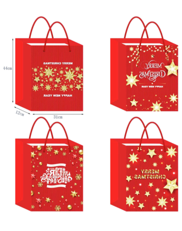 Bolsa de Regalo Navideña x 12 Unds. Medidas: 44 x 12 x 31 cm aprox.