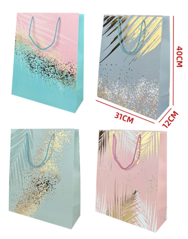 Bolsa de Regalo Colores Pasteles con Dorado x 24 Unds. Medidas: 31 x 12 x 40 cm aprox.