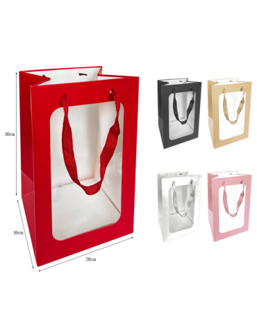 Bolsa de Regalo Color Liso Transparente x 12 Unds. Medidas: 30 x 16 x 20 cm aprox.