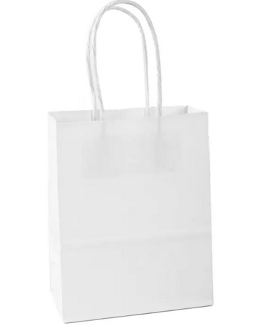 Bolsa de Papel Kraft Color Blanco x 24 Unds. Medida: 27 x 21 x 11 cm aprox.