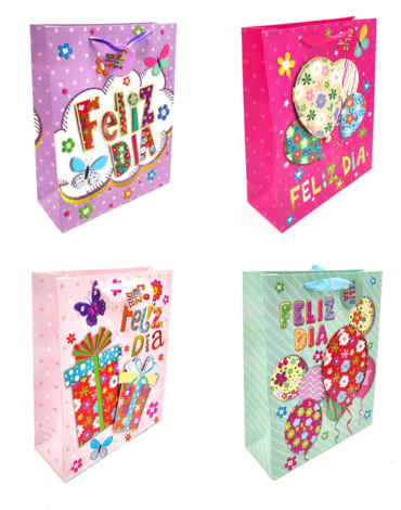 Bolsa de Regalo Felicidades x 24 Unds. Medida: 26 x 32 cm aprox