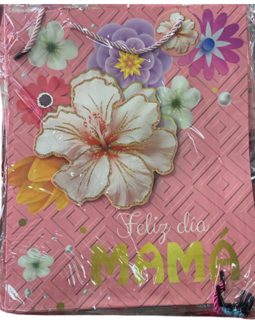 Bolsa de Regalo "Feliz Día Mamá" x 12 Unds. Medida: 32 x 26 cm aprox.