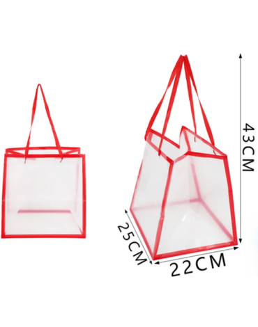 Bolsa Transparente Color Único x 10 Unds. Medida: 25 x 22 x 43 cm aprox.