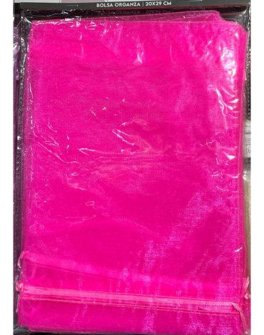 Bolsa de Organza Color Fucsia x 48 Unds. Medida: 20 x 29 cm aprox