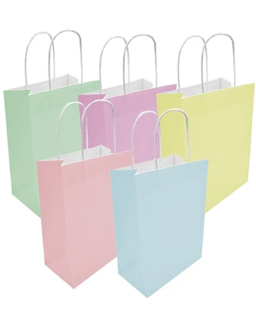 Bolsa de Papel Pastel Colores Surtidos x 48 Unds. Medida: 6 x 12 x 15 cm aprox.