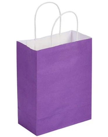 Bolsa de Papel Kraft Color Morado x 24 Unds. Medida: 16 x 22 x 8 cm aprox.